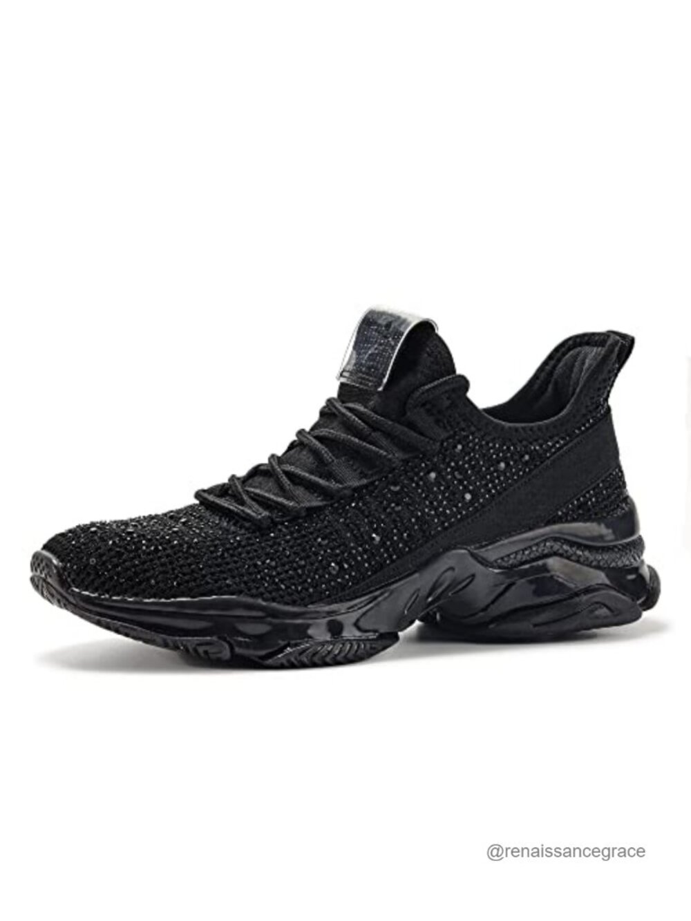 Women Rhinestone Mesh Slip On Walking Sneakers Memory Foam